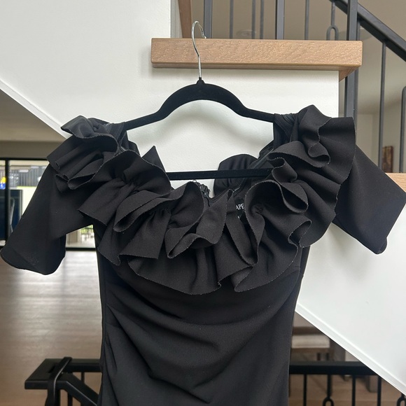 Xscape Black Off The Shoulder Ruffle Dress - Picture 3 of 5